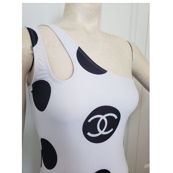 BNWT Designer Polka Dot Swimsuit One piece Off shoulder - Picture 2 of 6